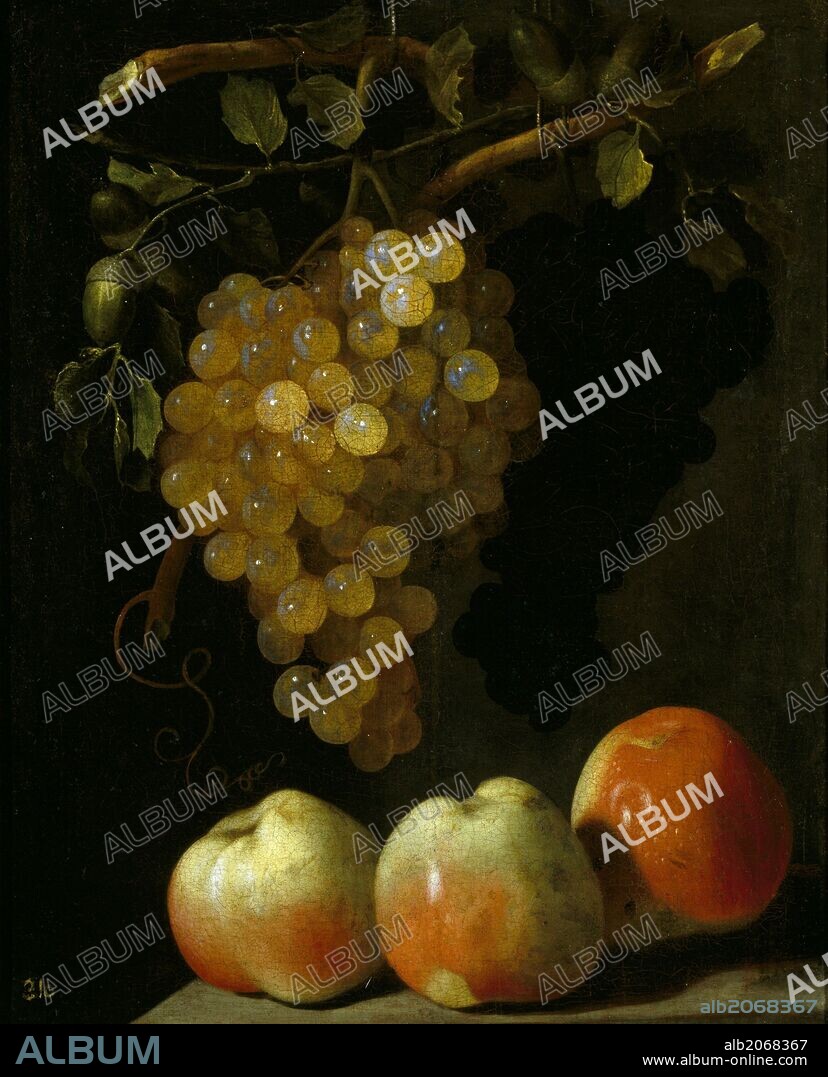 Juan de Espinosa / 'Still life of grapes and apples', 17th century, Spanish School, Oil on canvas, 50 cm x 39 cm, P00703.