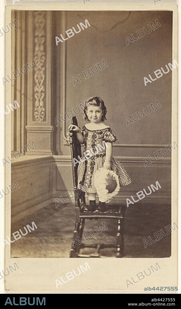 Little girl standing on a chair, Frederick Downer (British, active 1860s - 1870s), Watford, England, 1865–1875, Albumen silver print, 8.9 × 5.9 cm (3 1/2 × 2 5/16 in.).