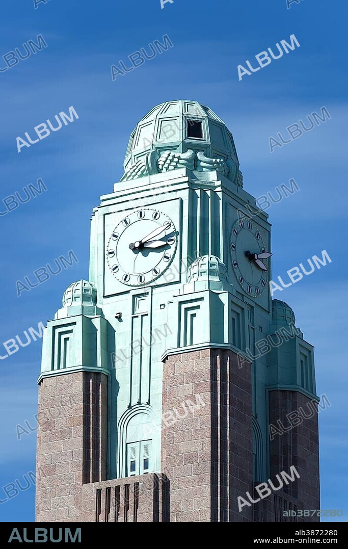 Central station, clock tower, Art Nouveau, Helsinki, Uusimaa, Finland