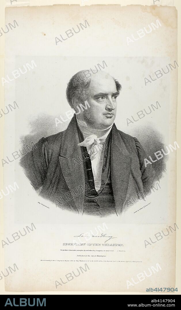 Levi Woodburn, Secretary of Treasury. Charles Fenderich; German, active in the United States, 1805-1887. Date: 1836-1837. Dimensions: 530 x 317 mm. Lithograph on chine laid down on paper (chine collé). Origin: United States.