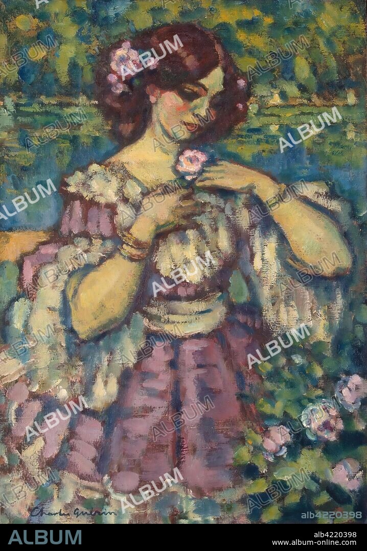 CHARLES GUERIN. 'Lady with a Rose'. France, 1901. Dimensions: 52,5x37,5 cm.