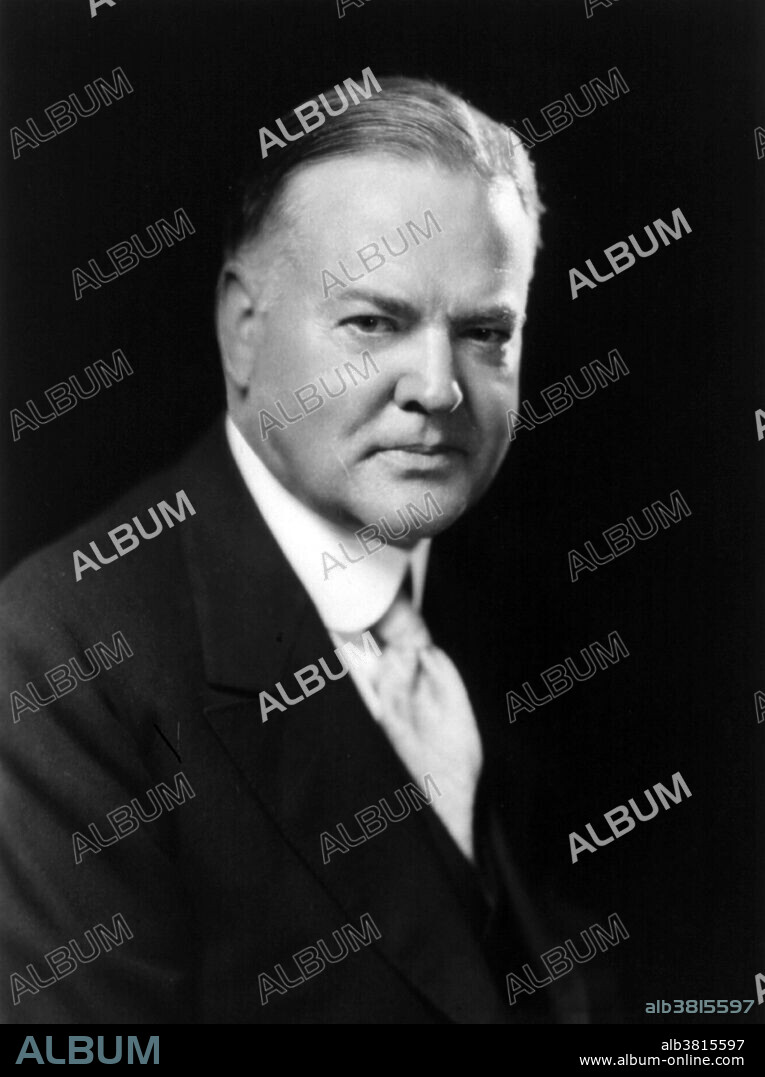 Herbert Clark Hoover (August 10, 1874 - October 20, 1964) was the 31st President of the United States (1929-1933). Hoover easily won the Republican nomination, despite having no previous elected-office experience. America was prosperous and optimistic at the time, leading to a landslide victory for Hoover over Democrat Al Smith. Hoover, a trained engineer, believed strongly in the Efficiency Movement, the importance of volunteerism and the role of individuals in playing a role in American society and the economy. When the Wall Street Crash of 1929 struck less than eight months after he took office, Hoover tried to combat the ensuing Great Depression with volunteer efforts, public works projects such as the Hoover Dam, and tariffs such as the Smoot-Hawley Tariff. The consensus among historians is that Hoover's defeat in the 1932 election was caused primarily by failure to end the downward economic spiral. As a result of these factors, Hoover is ranked poorly among US Presidents. Hoover died in 1964 following massive internal bleeding at the age of 90. Photographed by Underwood & Underwood, 1928.
