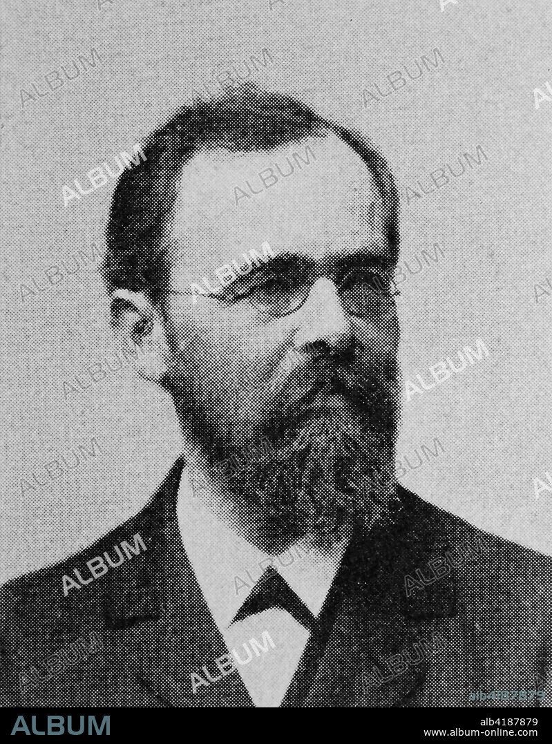 Carl Paul Gottfried Linde, 11 June 1842 - 16 November 1934, was a German scientist, engineer, and businessman. He discovered a refrigeration cycle and invented the first industrial-scale air separation and gas liquefaction processes, reproduction of a photo from the year 1895, digital improved.