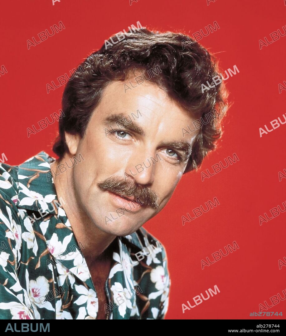 TOM SELLECK in MAGNUM, P. I., 1980. Copyright UNIVERSAL TV.