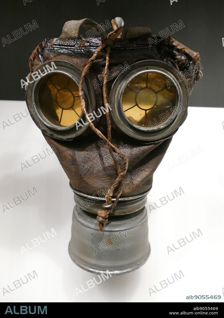 First World War gas mask for a horse used to haul artillery or other loads in Belgium. Circa 1916.