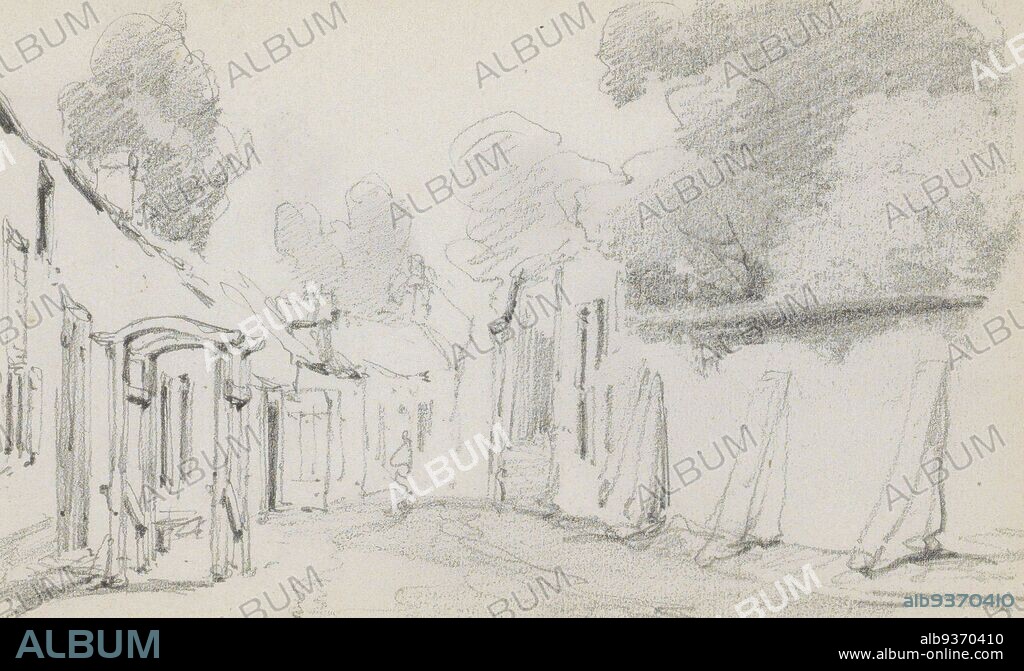 View of Achter de Muur, the current Doelenstraat, in Harderwijk. Sheet 11 verso and 12 recto from a sketchbook with 55 sheets made on the Veluwe and in northern Germany, View of Achter de Muur, the current Doelenstraat, in Harderwijk., Cornelis Springer, 1863.