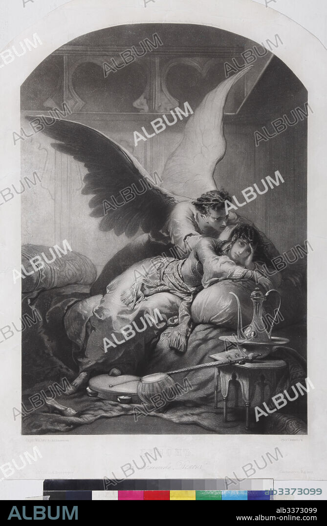 MIHALY ZICHY. Tamara and Demon. Illustration to the poem "The Demon" by Mikhail Lermontov.
