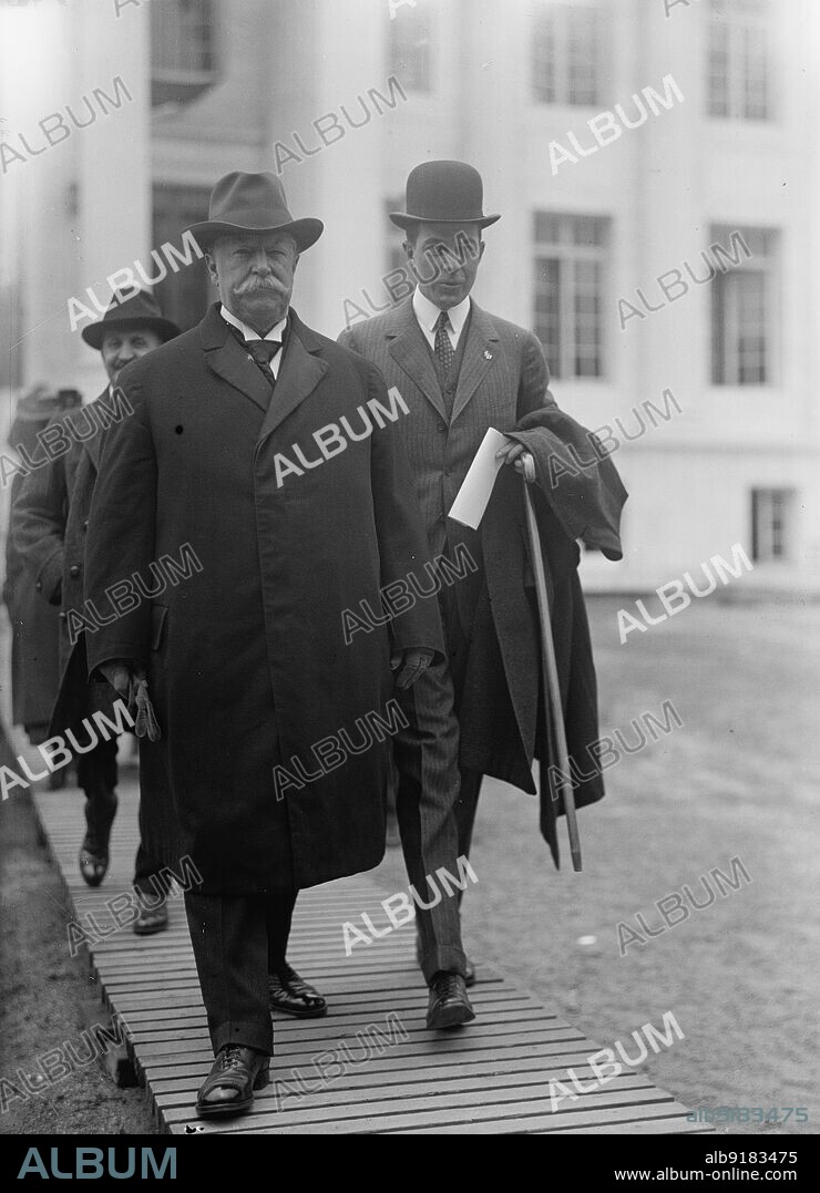 HARRIS & EWING. Red Cross, American - William H. Taft And Charles D. Norton Leaving Red Cross Building, 1917.