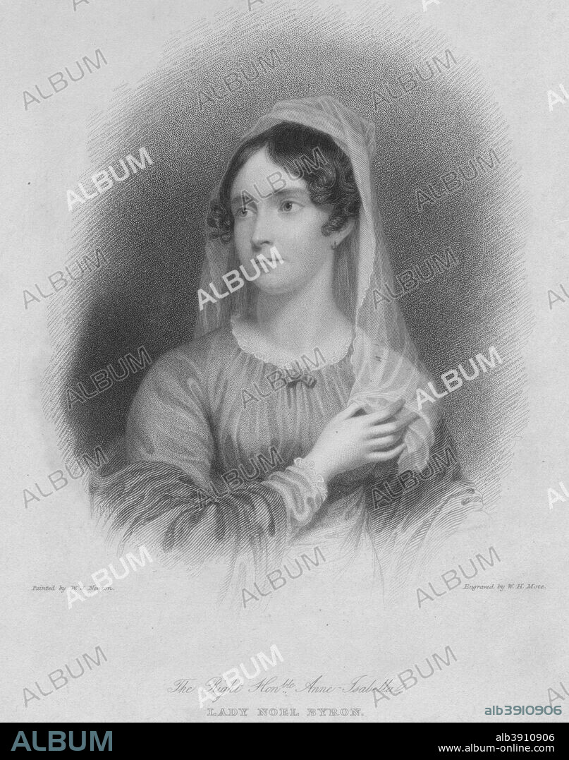 'The Right Honourable Anne Isabella Lady Noel Byron', wife of poet George Gordon Byron, more commonly known as Lord Byron, 1834.