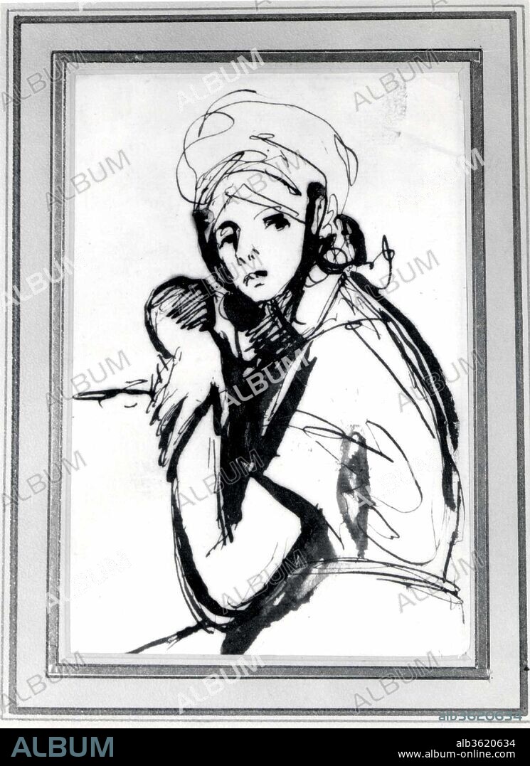 Half-Figure of a Young Woman. Artist: George Romney (British, Beckside, Lancashire 1734-1802 Kendal, Cumbria). Dimensions: 7 3/16 x 4 9/16 in.  (18.2 x 11.6 cm). Date: 1782-86.