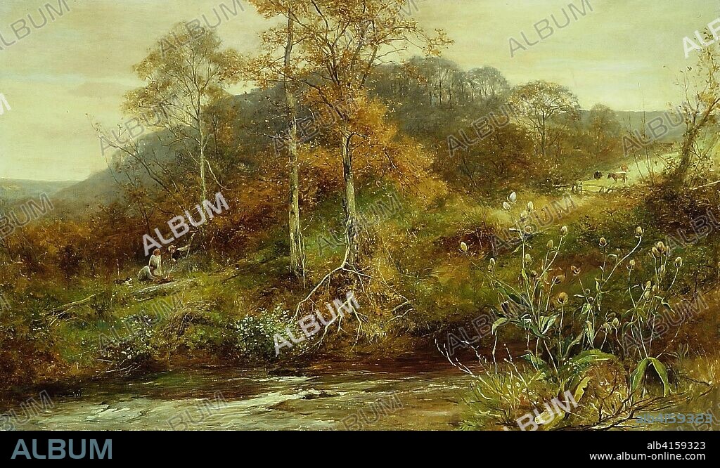 Autumn River Scene, The Brook. David Bates; English, 1840-1921. Date: 1889. Dimensions: 30 1/8 × 42 1/4 in. (76.5 × 127.5 cm). Oil on canvas. Origin: England.
