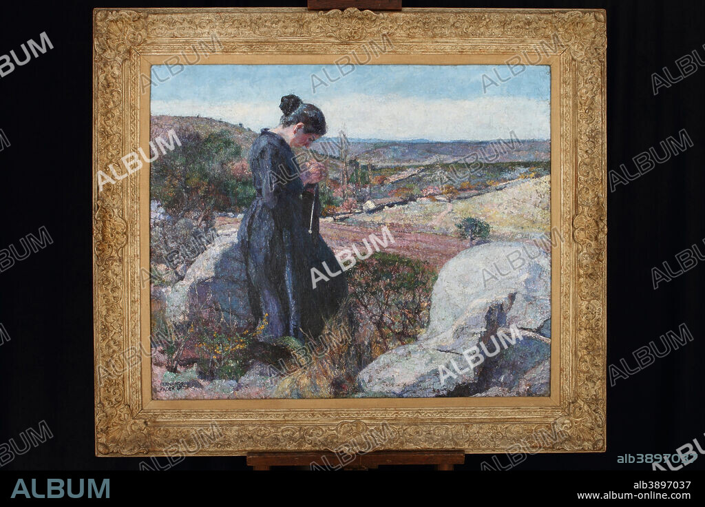 FERNANDO FADER. Al solcito. Date/Period: 1922. Painting. Oil on canvas. Height: 1,000 mm (39.37 in); Width: 1,200 mm (47.24 in).