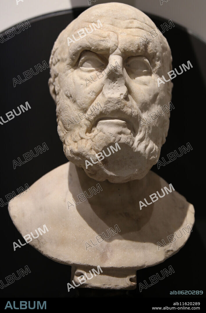 Aratus of Soli. Greek poet. 2nd century BC. White marble. Musei Reali. Archaelogical Museum. Turin.