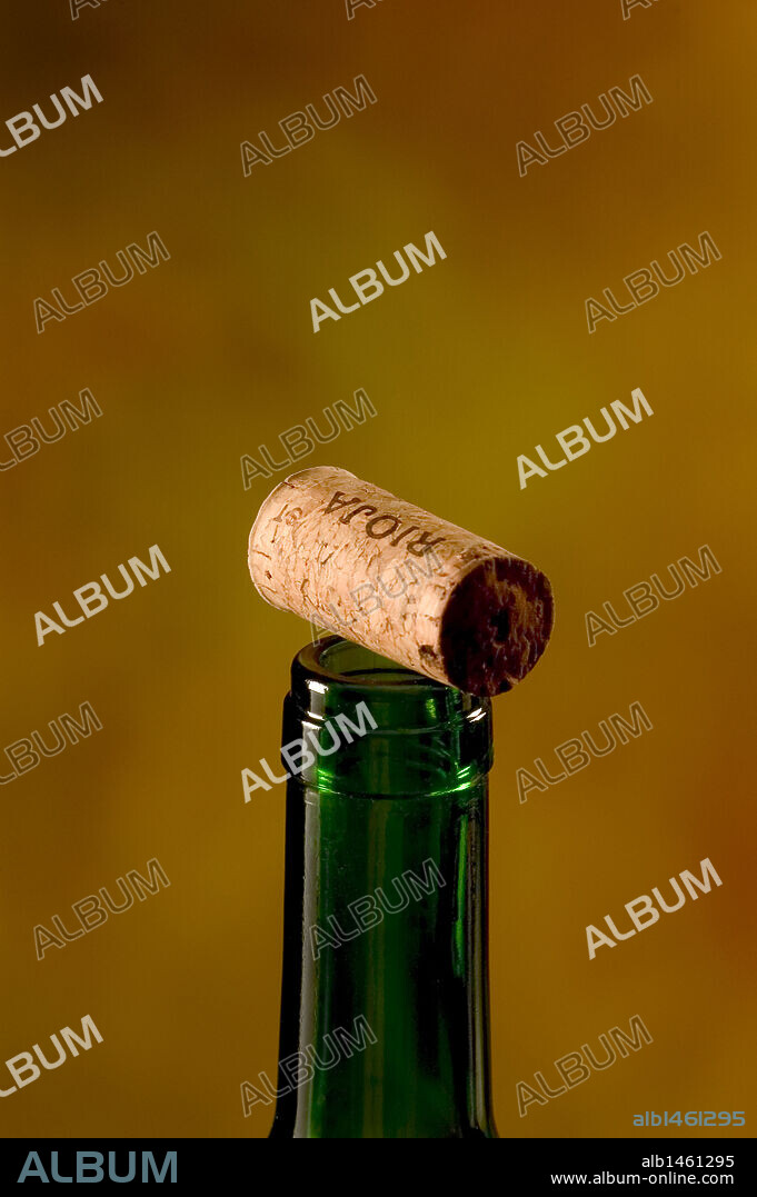 Cork on a wine bottle.