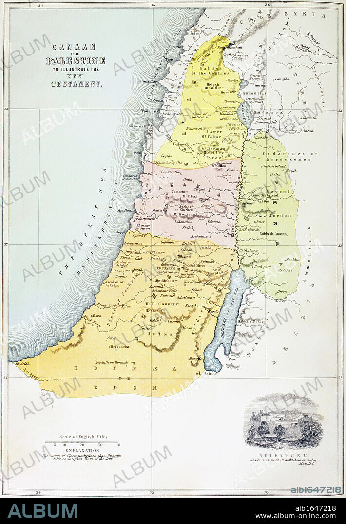 Canaan, or Palestine, at the time of the New Testament. From The Holy Bible published by William Collins, Sons, & Company in 1869.