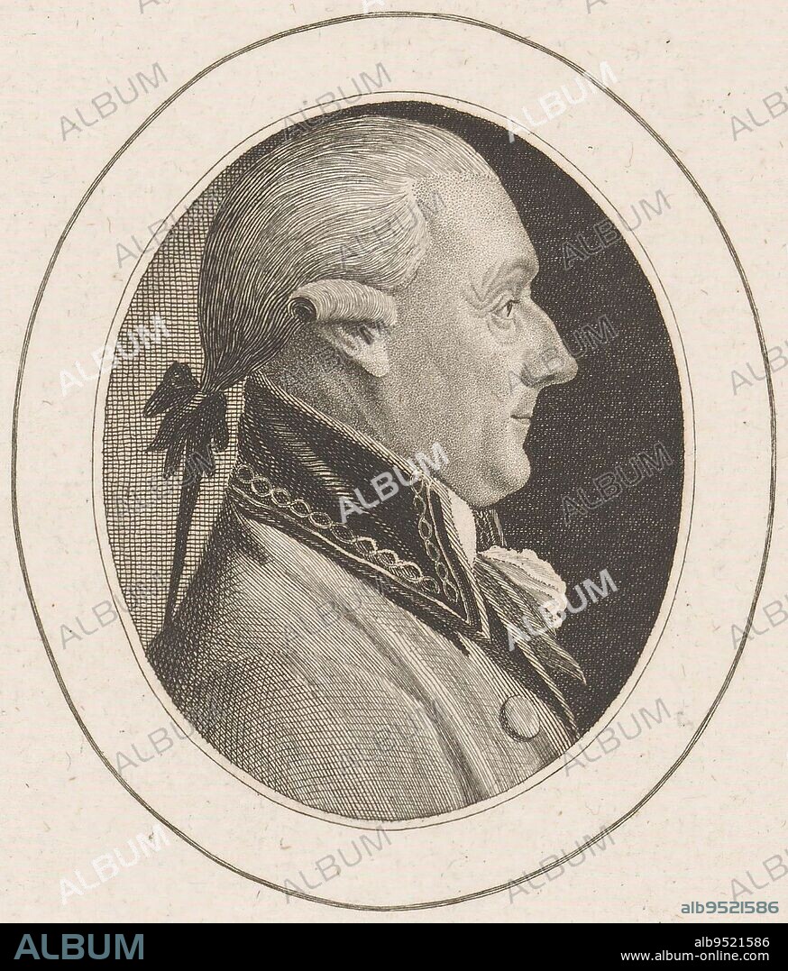 Portrait of Sigismund Elias Holzschuher von Harrlach, Christoph Wilhelm Bock, 1799, print maker: Christoph Wilhelm Bock, (mentioned on object), Neurenberg, 1799, paper, engraving, etching, h 148 mm - w 94 mm.