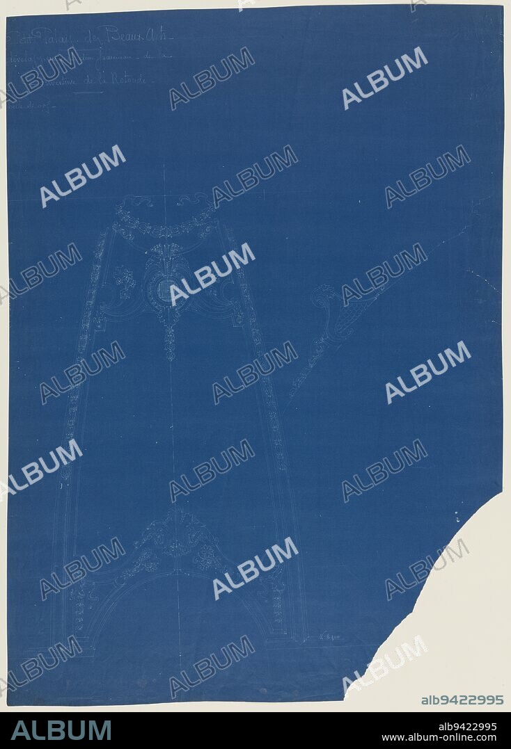 Development of a panel for the cover of the rotunda, Girault, Charles Louis, Draftsman, Circa 1900, 4th quarter of the 19th century, Drawing, Architecture - Town planning, Graphic arts, Bleu d'architecte, Dimensions - Work: Height: 95 cm, Width: 68 cm.