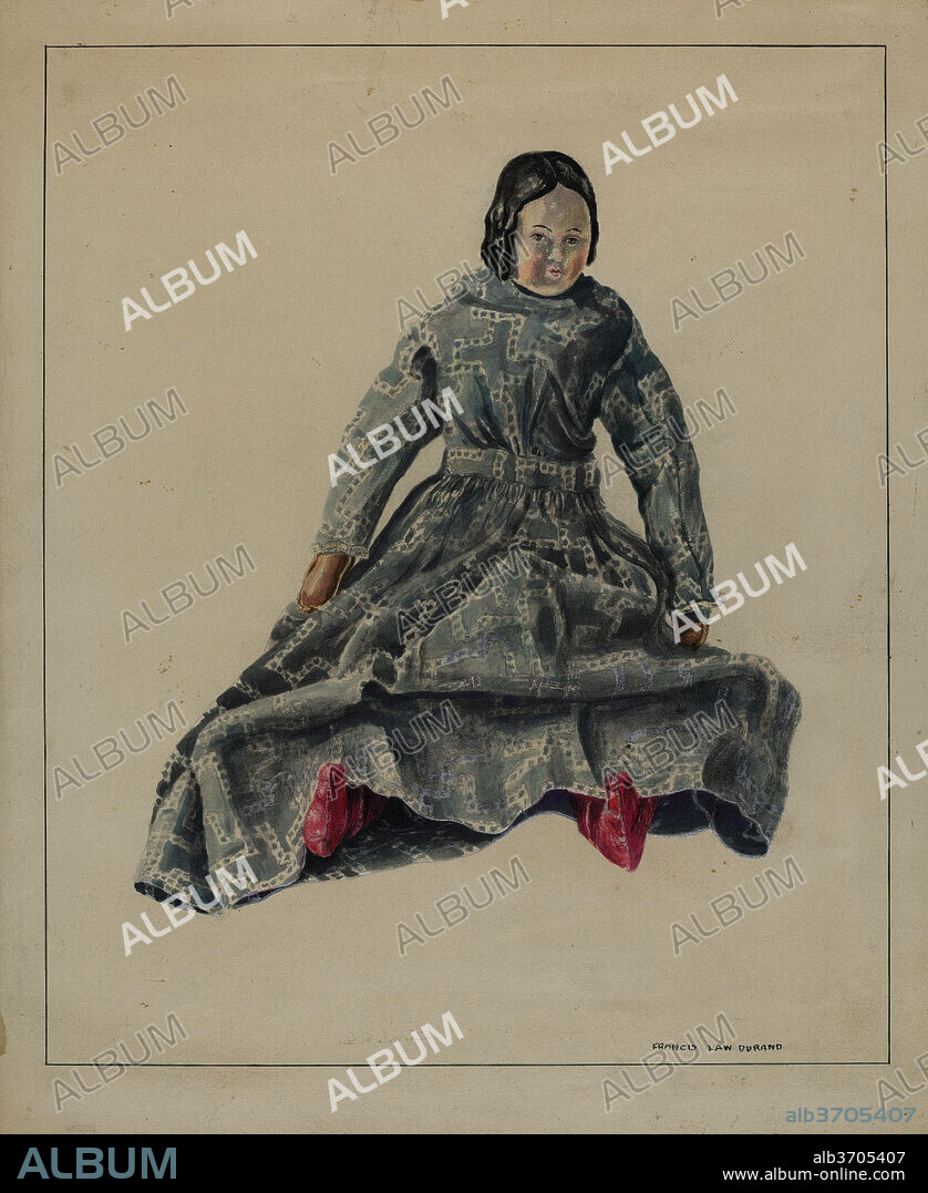 FRANCIS LAW DURAND. Doll. Dated: c. 1937. Dimensions: overall: 27.7 x 22.9 cm (10 7/8 x 9 in.)  Original IAD Object: 12" high. Medium: watercolor, graphite, and pen and ink on paper.