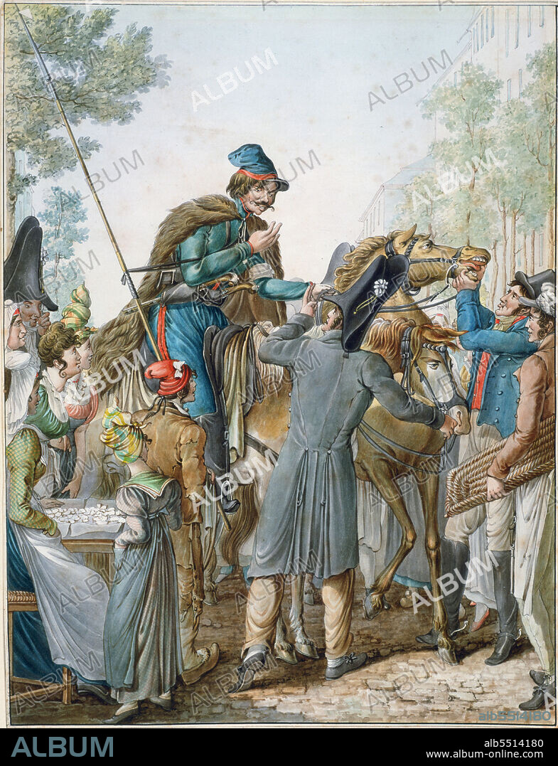 GEORG EMANUEL OPIZ. Occupation russe à Paris (Russian Cossacks in Paris, 1814).