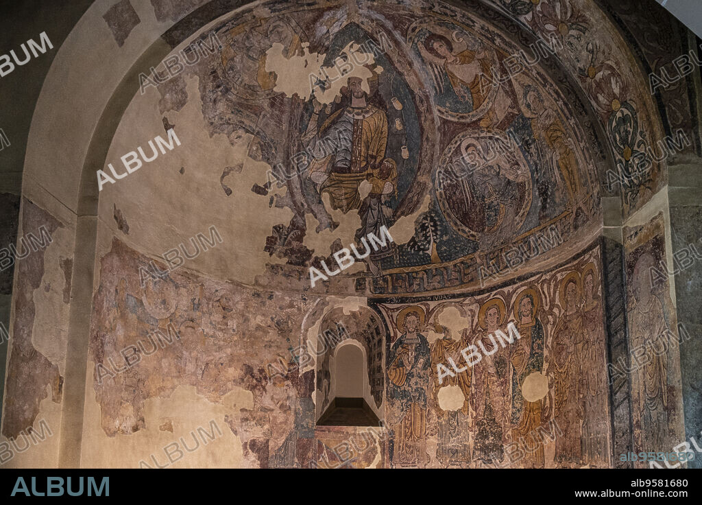 mural paintings of Ruesta, 12th century, fresco torn and transferred to canvas, come from the church of San juan bautista in Ruesta, Diocesan Museum of Jaca, Huesca, Spain.