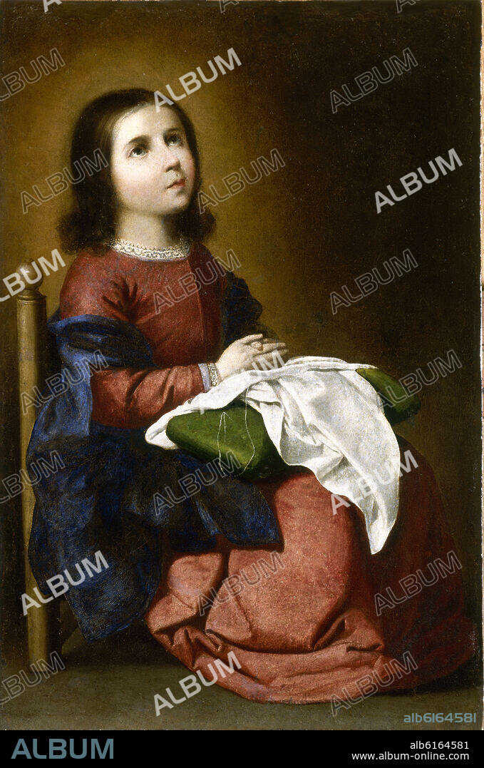 FRANCISCO DE ZURBARAN. 'Virgen niña rezando', hacia 1660, Óleo sobre lienzo, 80 x 54 cm.