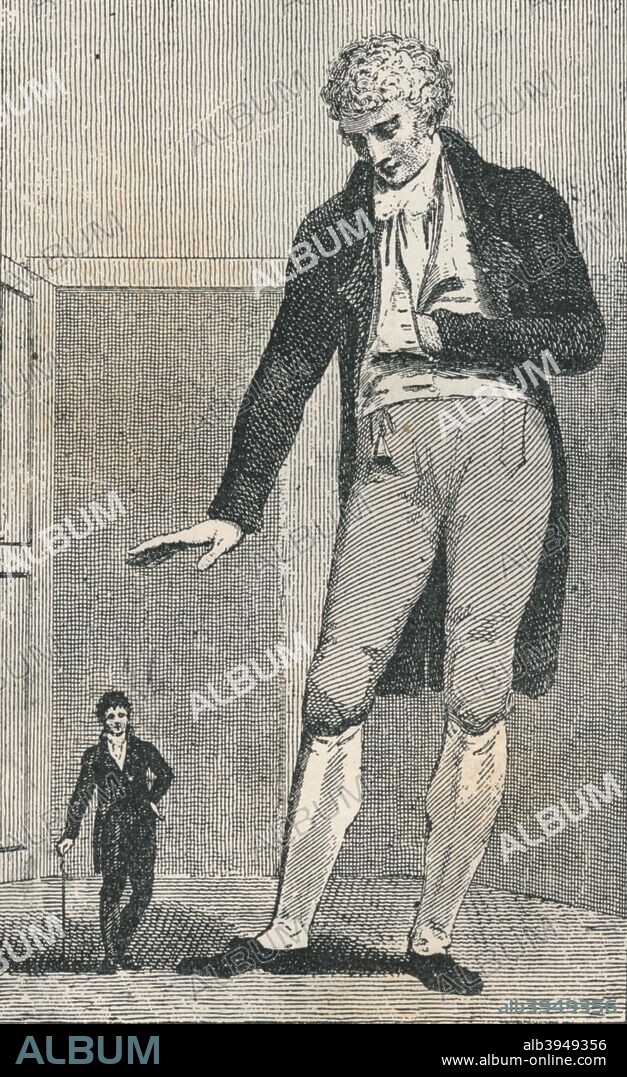 Jozef Boruwlaski (1739-1837) and Patrick Cotter O'Brien (1760-1806), c1780. Count Jozef Boruwlaski (1739-1837) was a Polish-born dwarf who toured in European and Turkish courts. Patrick Cotter O'Brien (1760-1806) was the first of only thirteen people in medical history to stand at a verified height of eight feet. The two men met on Cotter's tour of 1780. From 'The Strand Magazine: July to December, 1894'.
