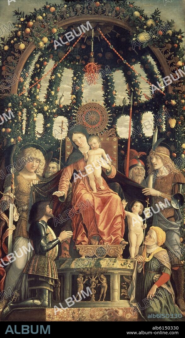ANDREA MANTEGNA (1431-1506). MADONNA DE LOS CABALLEROS O LA VIRGEN DE LA VICTORIA - 1495 - 280x160 cm - RENACIMIENTO ITALIANO.