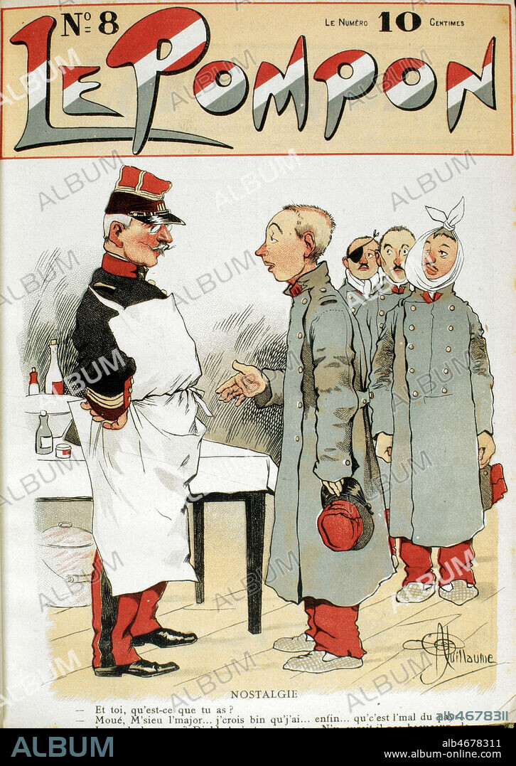 Nostalgie. Soldat ayant le mal du pays. Illustration d'Albert GUILLAUME (1873-1942) pour Le Pompon du 7/04/1901. Credit : Coll. Dixmier/KHARBINE-TAPABOR.