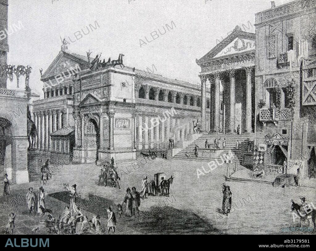 Engraving depicting Aternum, a Roman town, on the site of Pescara.