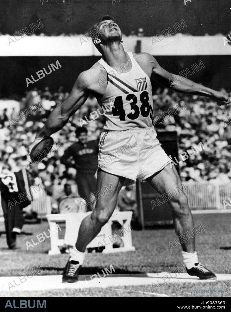 Aus., Melbourne, Olympics, 1956: Al Oerter in the discus. He eventually won the gold medal with another throw.