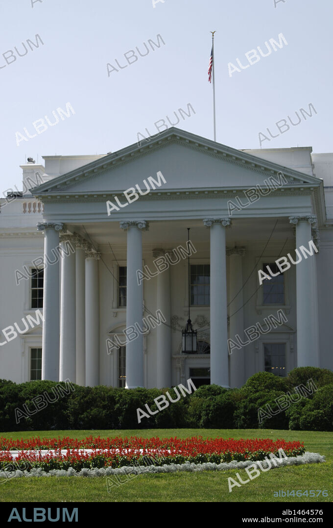 ESTADOS UNIDOS. WASHINGTON DC. La CASA BLANCA, construída en el año 1792, en estilo clasicista, por el arquitecto irlandés James Hoban (h. 1762-1831). S. XVIII. Distrito de Columbia.
