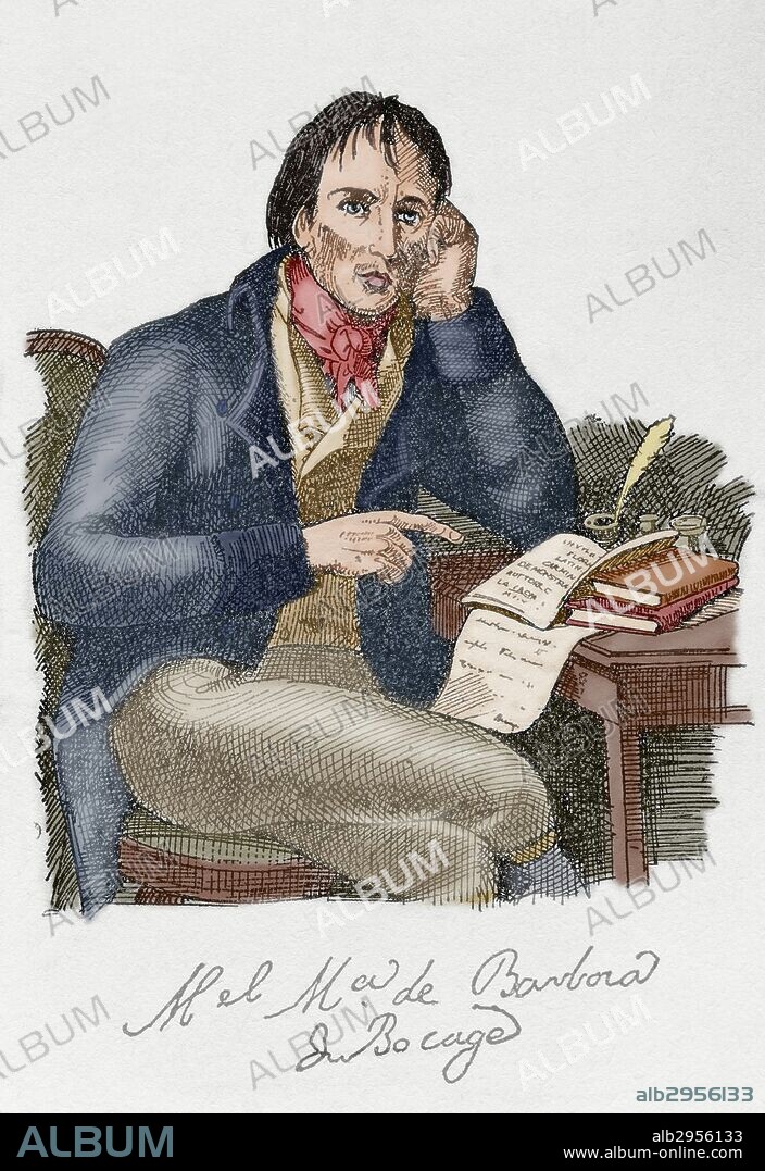 Manuel Maria Barbosa du Bocage (1771-1806). Portuguese poet. Engraving, 1798. Colored.