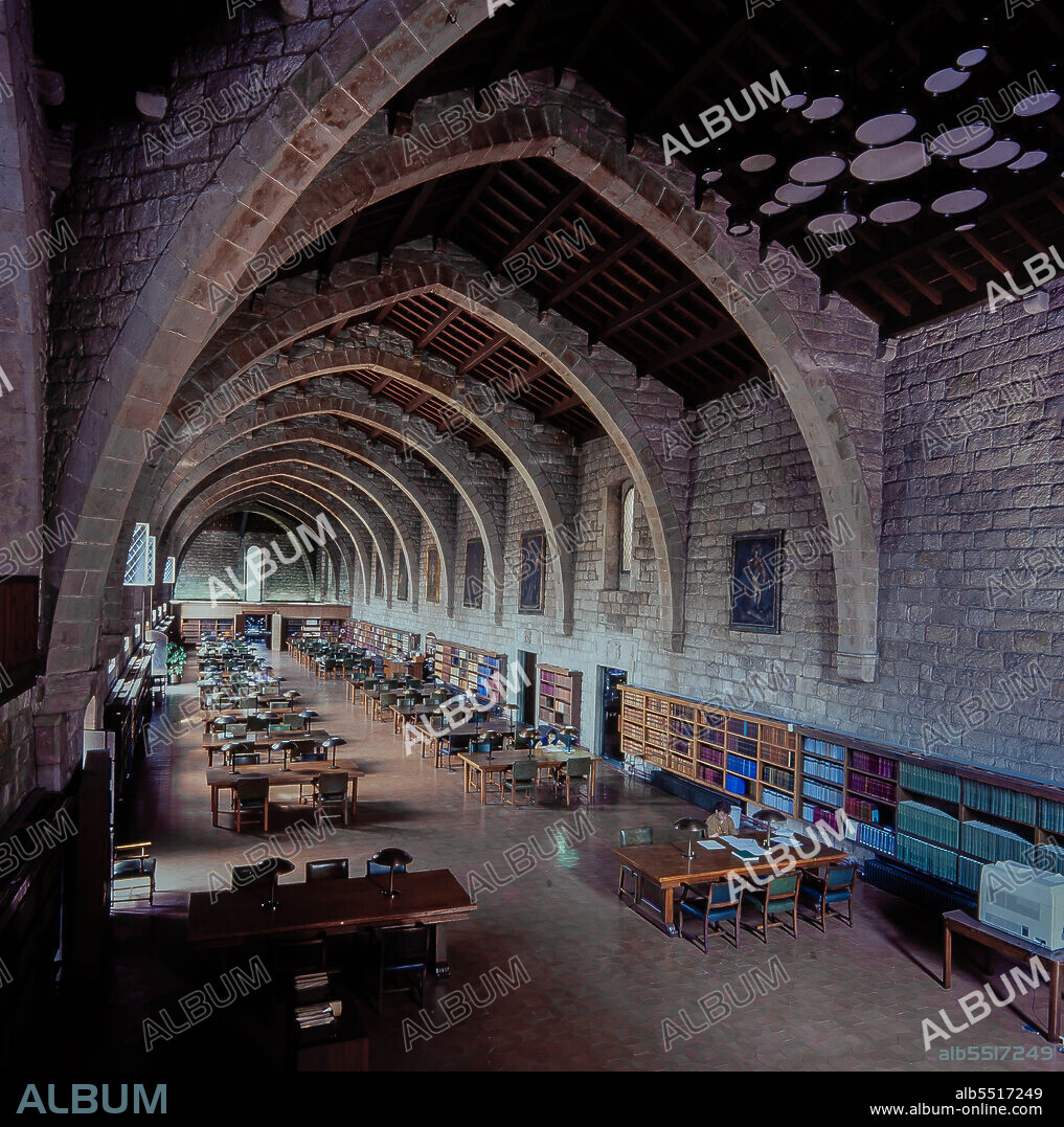 GUILLEM ABIELL. Interior biblioteca Sant Pau-Santa Creu de Barcelona, antiguo Hospital de la Santa Creu, siglo XV.