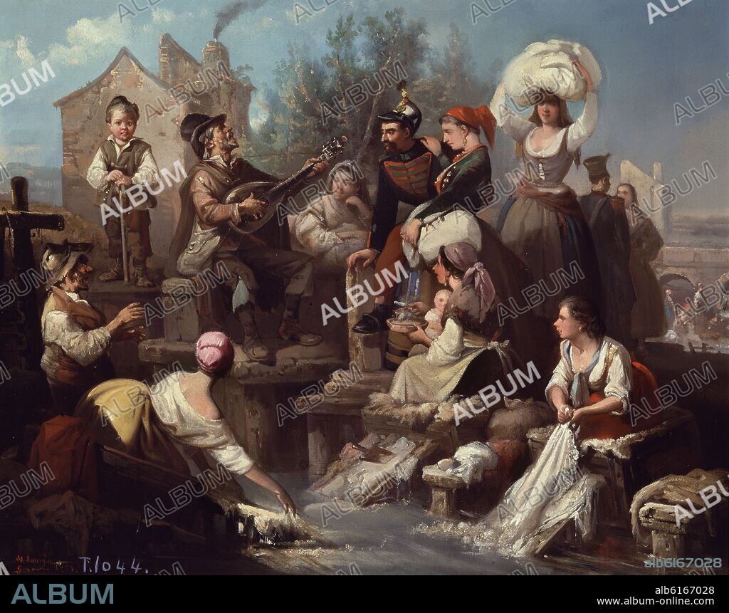 MANUEL RODRIGUEZ DE GUZMAN (1818-1867). LAVANDERAS DEL MANZANARES - 1859 - OLEO/LIENZO -  46 x 56 cm - NP 3730.