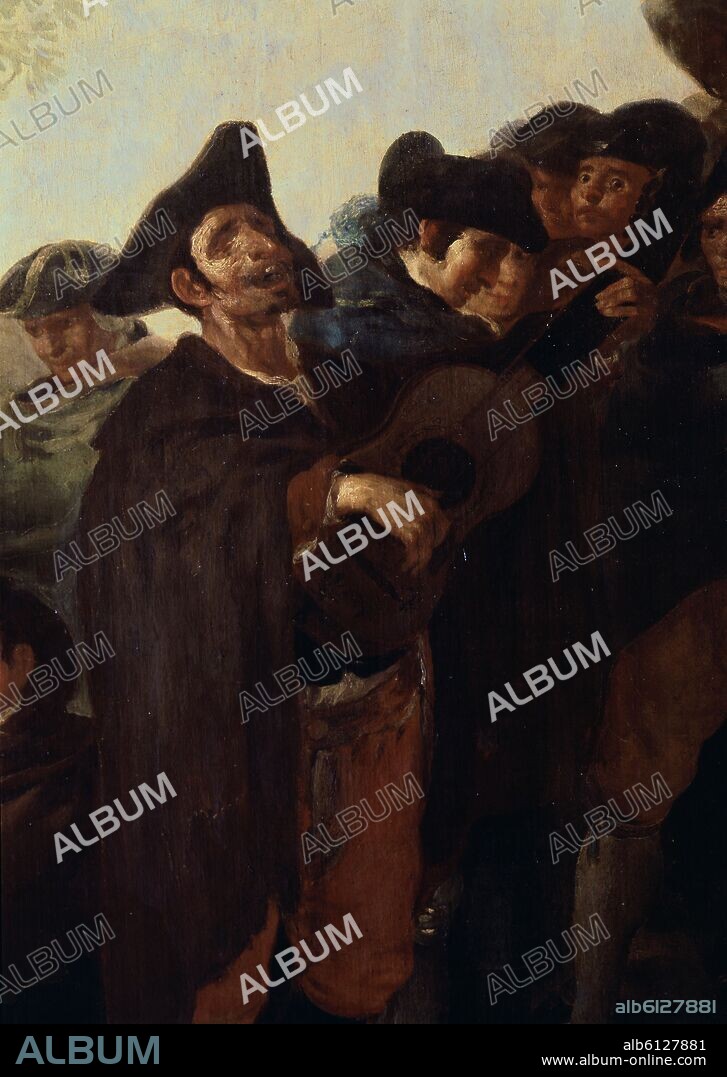 FRANCISCO DE GOYA. DETALLE - EL CIEGO DE LA GUITARRA - 1778 - O/L - NP 778 - CARTON PARA TAPIZ - CONJUNTO 1299.