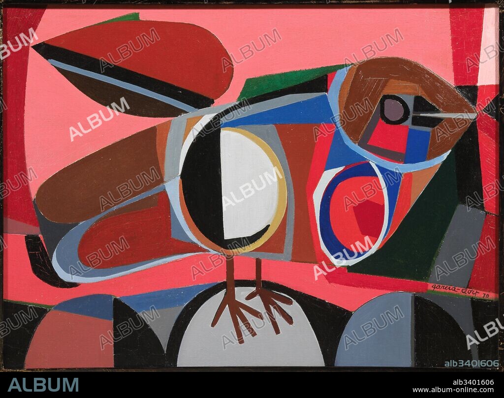 JOSEP MARIA GARCIA-LLORT. Josep María García-Llort / 'Pájaro sobre rocas', Óleo sobre lienzo, 60 x 81 cm.