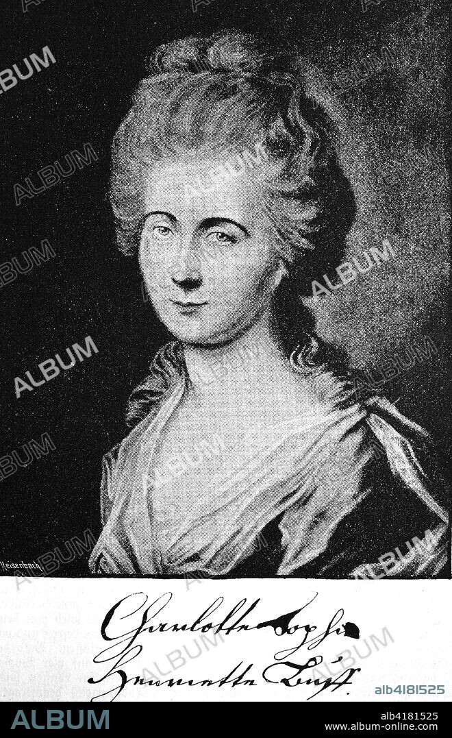 Charlotte Buff, 1753-1828, a youthful acquaintance of the poet Goethe, The character of Lotte, in Goethe's novel The Sorrows of Young Werther, woodcut from the year 1880.