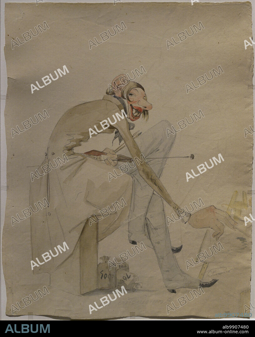 PONCIANO PONZANO GASCóN (1813-1877). SPANISH PAINTER.. Luis de Madrazo y Kuntz (1825-1897). Pintor español. Caricatura de Luis de Madrazo, 1852-1855, realizada por Ponciano Ponzano Gascón (1813-1877). Aguada sobre papel avitelado, 345 x 273 mm. Museo del Prado. Madrid. España.