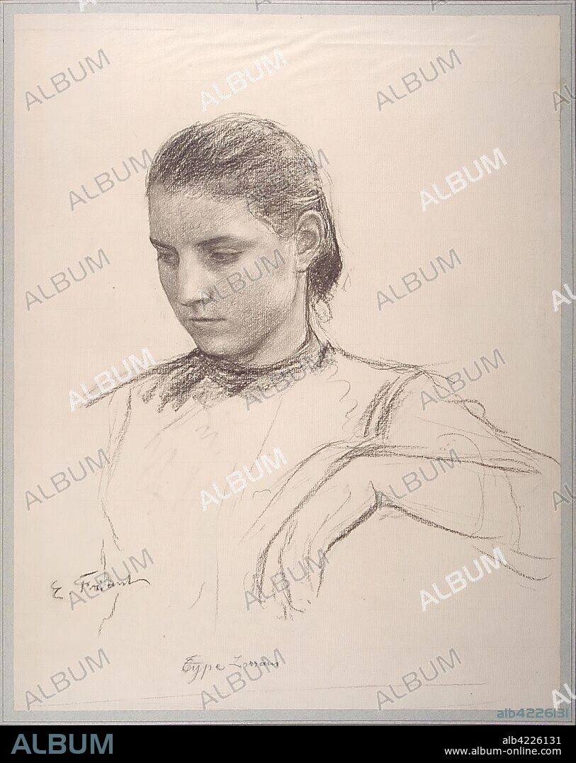 EMILE FRIANT. 'Girl from Lorraine'. Album "The Gold Book of Lorraine". France, 1893 (?). Dimensions: 46,3x39,8 cm.