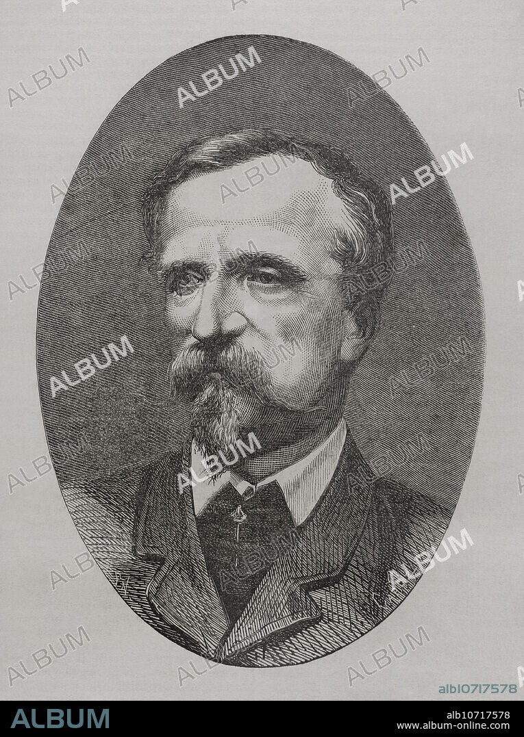 TOMáS CARLOS CAPUZ (1834-1899). SPANISH ENGRAVER.. Enrique de Orleans (1822-1897). Duque de Aumale. Príncipe francés de la Casa de Orleans, hijo del rey Luis Felipe I. Retrato. Grabado por Capuz. "Historia de la Guerra de Francia y Prusia". Tomo II. Publicado en Barcelona, 1871.