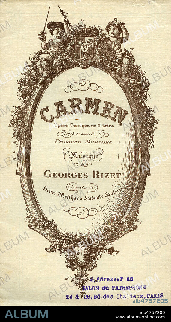 Livret de l'opera 'Carmen' de Georges BIZET (1838-1875) d'apres la nouvelle de MERIMEE (1803-1870), vers 1910. Illustration anonyme. Credit : Collection IM/KHARBINE-TAPABOR.