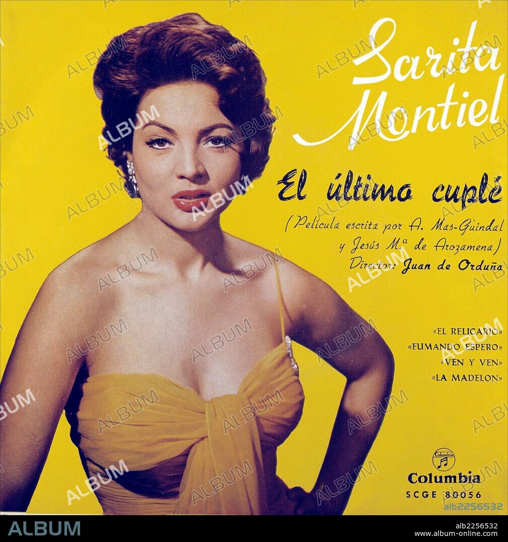 . PORTADA DE DISCO COLUMBIA CON CANCIONES DE SU PELICULA " EL ULTIMO CUPLE ". SARA MONTIEL.