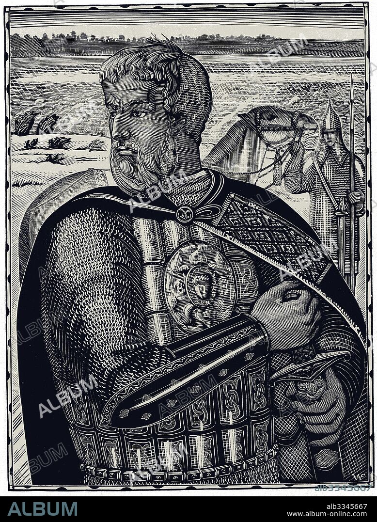 VLADIMIR ANDREEVICH FAVORSKY. Portrait of Alexander Nevsky, Grand Prince of Novgorod and Vladimir (1220-1263).