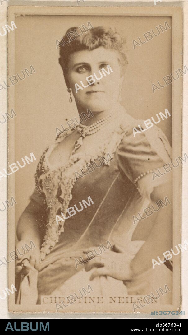 Christine Neilson, from the Actresses series (N245) issued by Kinney Brothers to promote Sweet Caporal Cigarettes. Dimensions: Sheet: 2 1/2 × 1 7/16 in. (6.4 × 3.7 cm). Publisher: Issued by Kinney Brothers (American). Date: 1890.
Trade cards from the set "Actors and Actresses" (N245), issued in 1890 by Kinney Brothers Tobacco to promote Sweet Caporal Cigarettes.