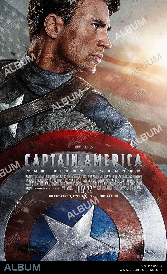 Affiche de CAPTAIN AMERICA: THE FIRST AVENGER, 2011, réalisé par JOE JOHNSTON. Copyright MARVEL ENTERPRISES.