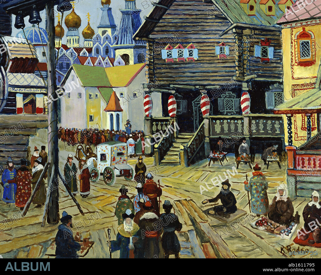 A Russian Scene   1990  Konstantin Rodko (1908-1995/Russian)   Oil on canvas.