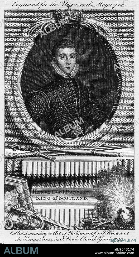 Henry Stuart, Duke of Albany, known as Lord Darnley (1545-1557), grandson of Margaret Tudor, second husband of Mary Queen of Scots and father of James I and VI. Engraving of 1749 which mistakenly claims he was king of Scotland.