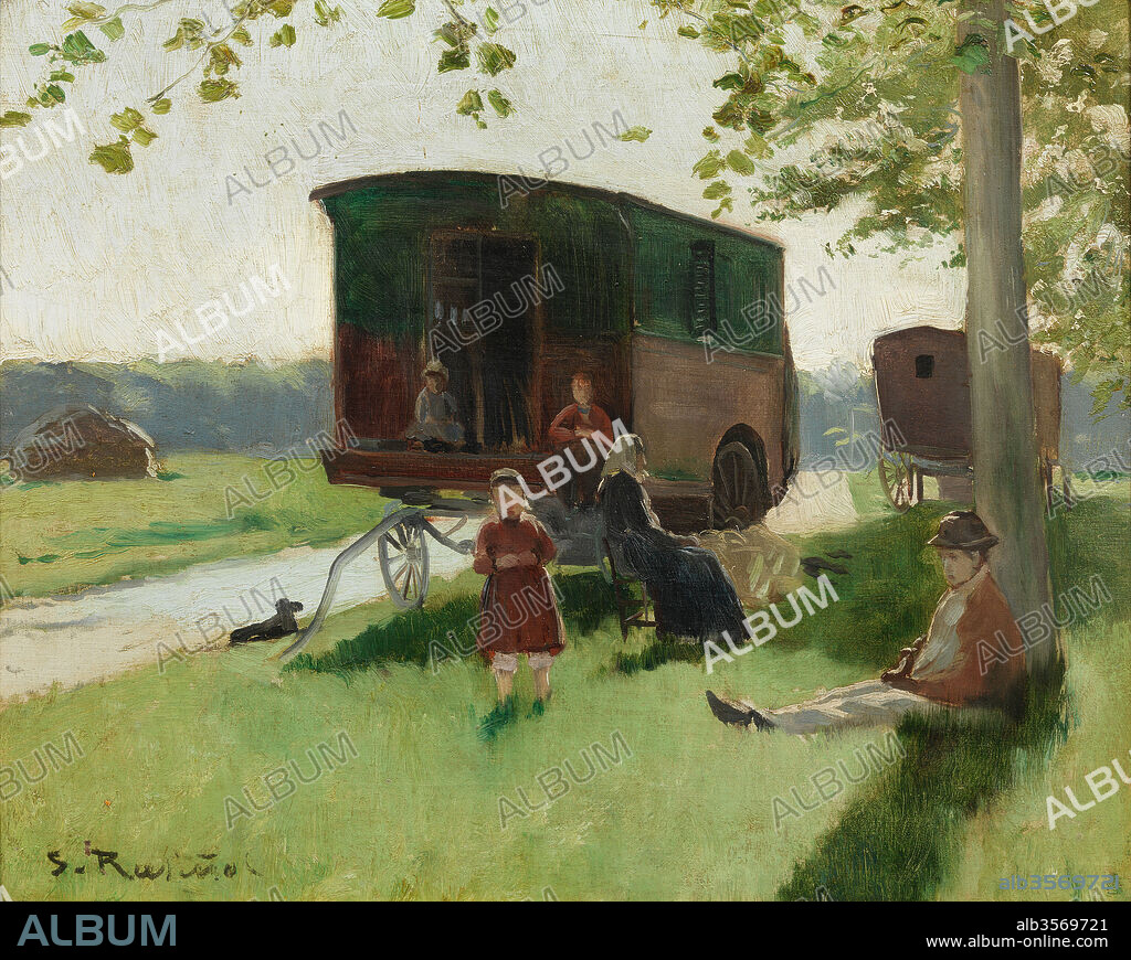 SANTIAGO RUSIÑOL. Santiago Rusiñol / 'Carro de bohemis' (Carro de bohemios), 1890, Óleo sobre lienzo, 36 x 45 cm.