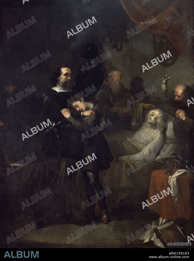 JOSE MARIA RODRIGUEZ LOSADA (1826-1896). MUERTE DE COLON EN VALLADOLID EN 20 DE MAYO DE 1506 - SIGLO XIX.