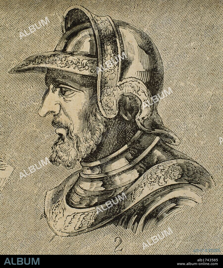 ALARICO II. Rey visigodo (484-507). Sucesor e hijo de Eurico. Grabado.